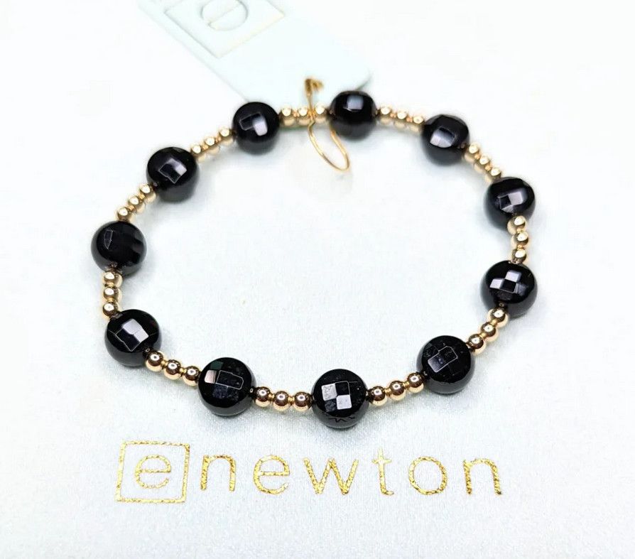 Admire Gold 3mm Beaded Bracelet-  Faceted Onyx
