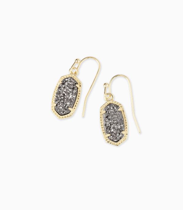 Lee Gold Drop Earrings Platinum Drusy