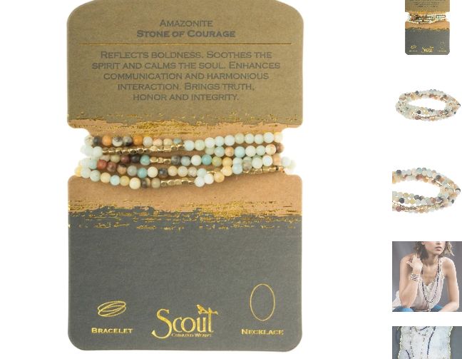 Stone Wrap Bracelet/ Necklace Amazonite Stone of Courage