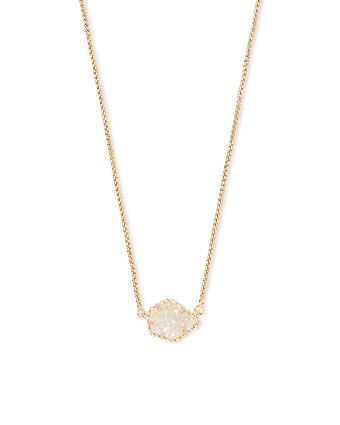 Tess Necklace Gold Iridescent Drusy