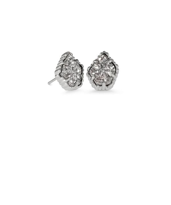 Tessa Silver Stud Earrings in Platinium Drusy