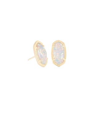 Ellie Stud Earrings Gold White Opal
