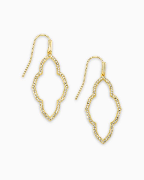 Earring Small Abbie Open Frame Gold W/Crystal Stones