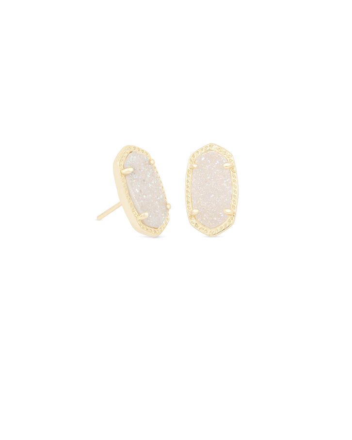 Ellie Stud Earrings Gold Iridescent Drusy