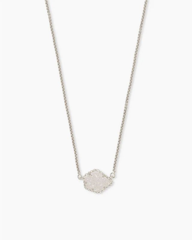 Tess Necklace Rhodium Silver Iridescent Drusy