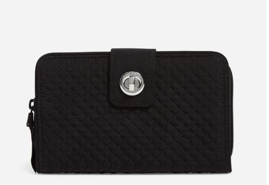 RFID Turnlock Wallet Classic Black Microfiber
