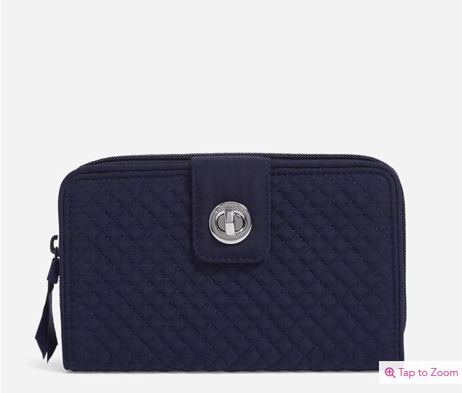 RFID Turnlock Wallet Classic Navy Microfiber