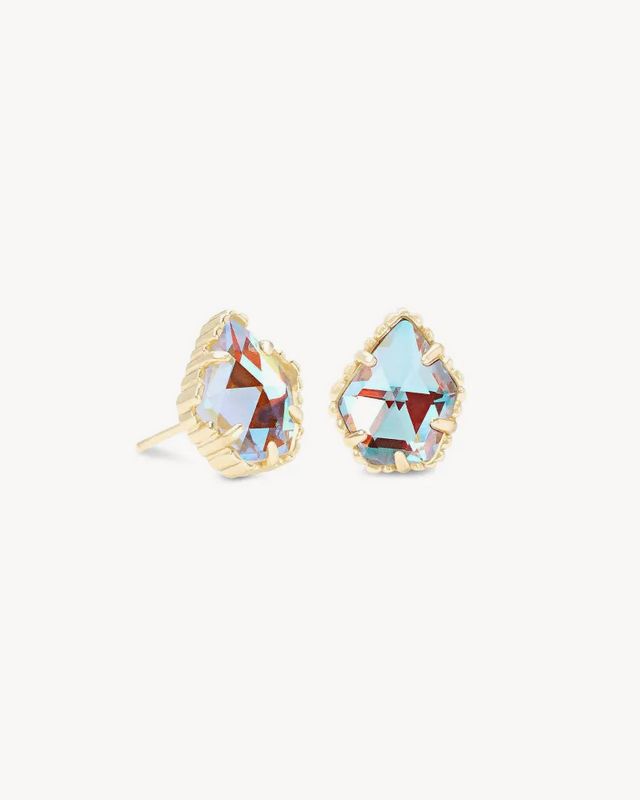 Tessa Stud Earrings Gold Dichroic Glass