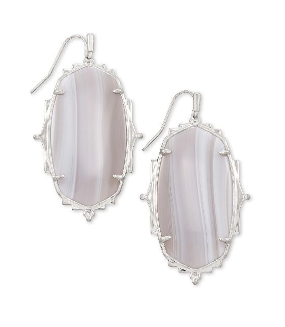 Drop Earring Baroque Ella Rhodium Gray Agate