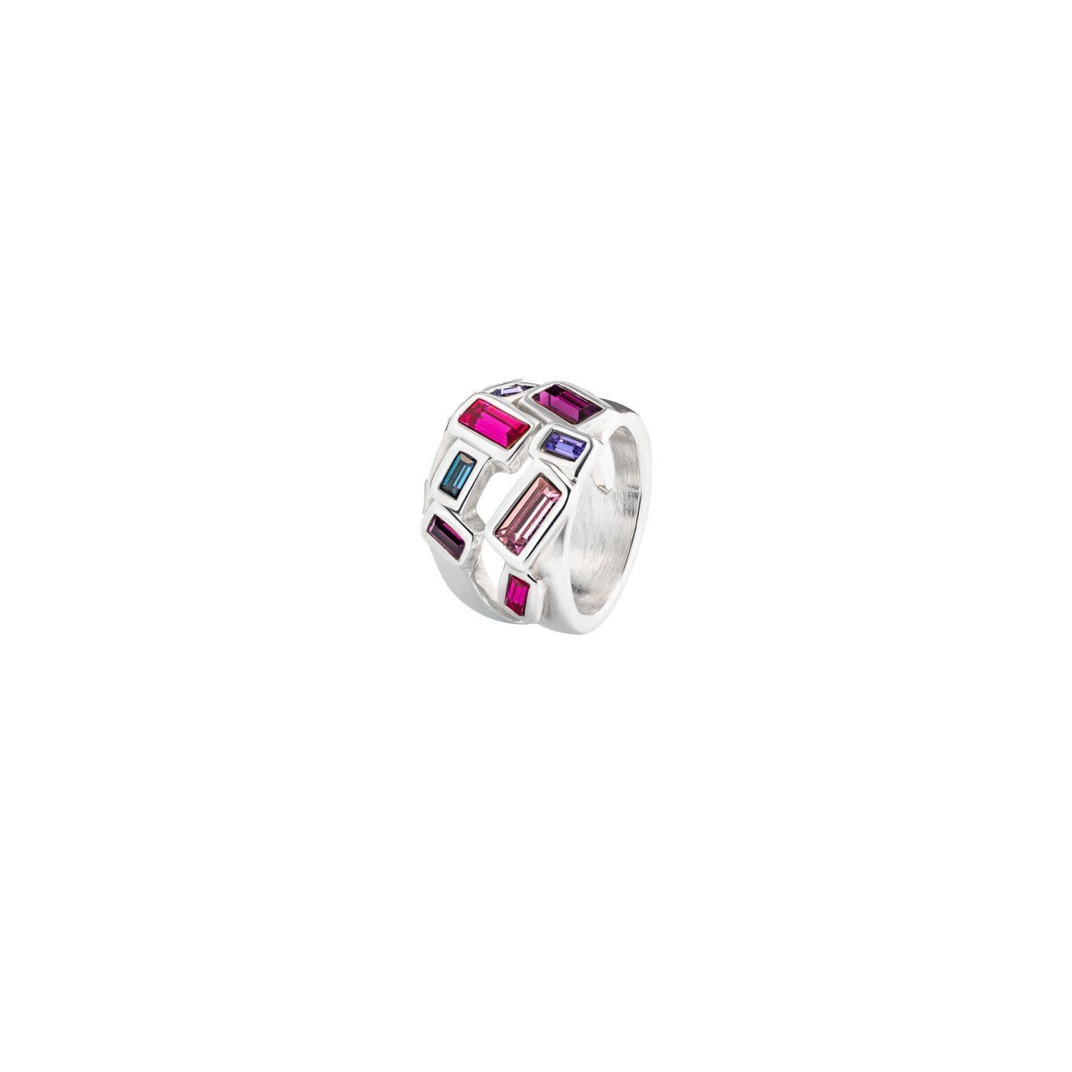 Pink Lady Ring w/Multicolored Crystal Sz 8 ½
