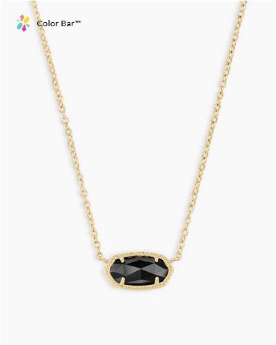 Elisa Short Pendant Necklace Black Gold