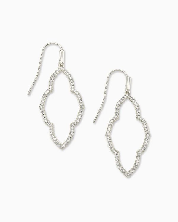 Earring Small Abbie Open Frame Silver w/Crystal Stones