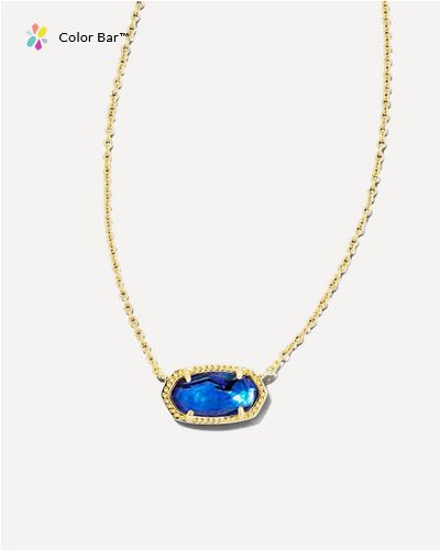 Elisa Short Pendant Necklace Navy Abalone Gold