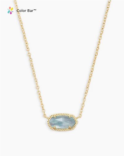 Elisa Short Pendant Necklace Gold Light Blue Illusion
