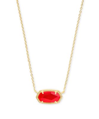 Elisa Short Pendant Necklace Gold Red Illusion