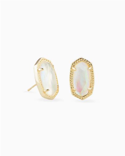 Ellie Stud Earrings Gold Iridescent Abalone