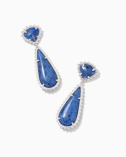 Earring Payton Drop Rhodium Blue Dumoitierite