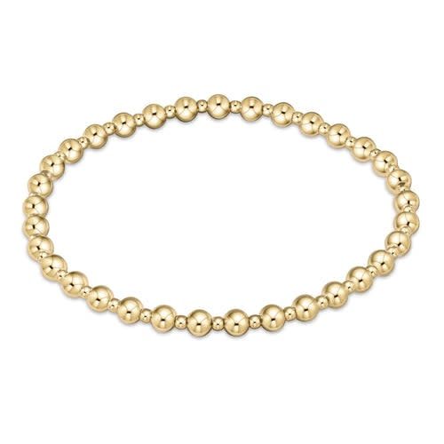 Classic Grateful Pattern 4mm  Bead Bracelet Gold
