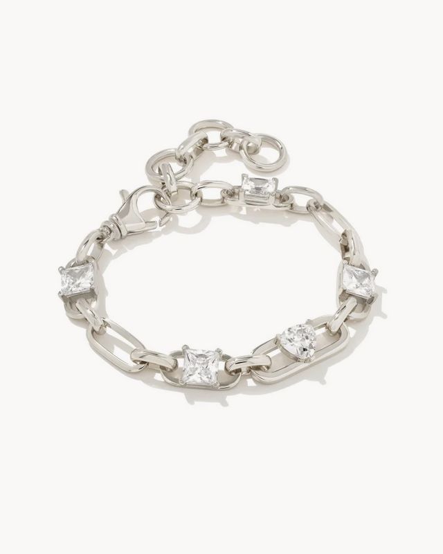 Blair Jewel Chain Bracelet Rhodium White Crystal