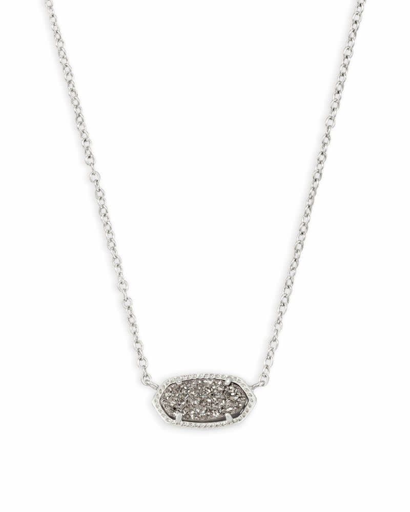 Elisa Pendant Necklace Rhodium Platinum Drusy