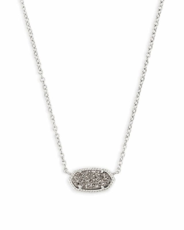 Elisa Pendant Necklace Rhodium Platinum Drusy