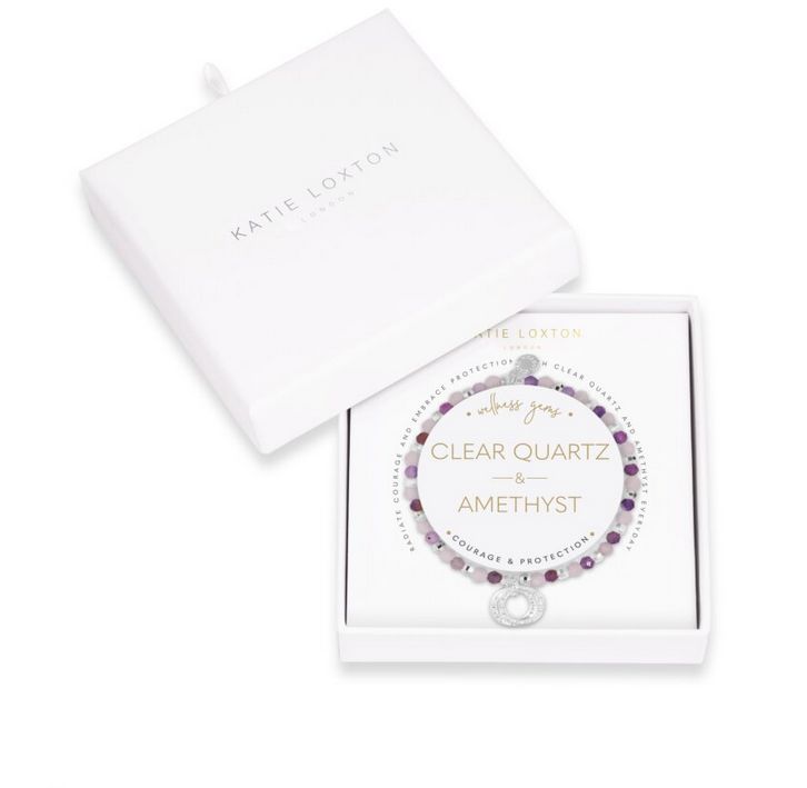 Wellness Gems Amethyst and Clear Quartz Bracelet