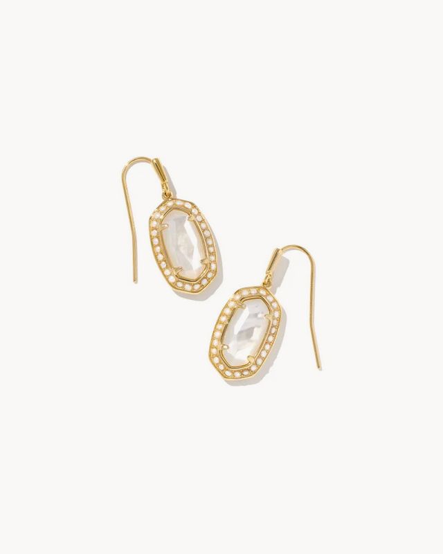 Pearl Beaded Lee Earrings Gold Ivory Mother Of Pearl