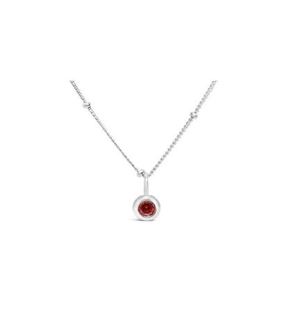 CZ Bezel Necklace Garnet/January