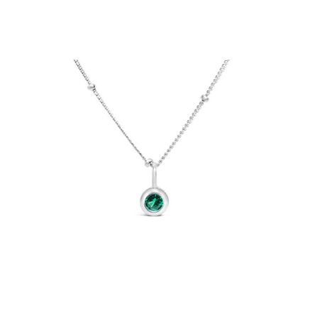 CZ Bezel Necklace Emerald May