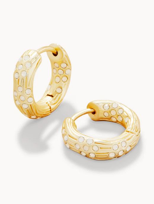 Spartina Sand Bar Midi Hoop Earrings White Opal