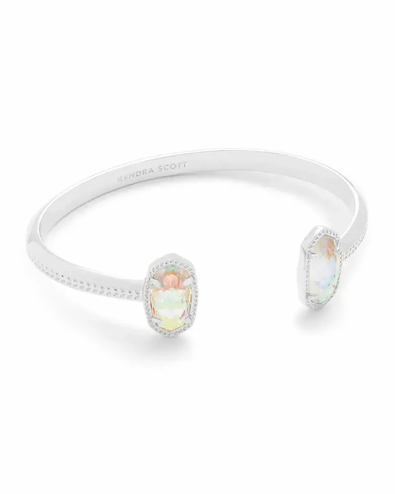 Elton Cuff Bracelet Rhodium Dichroic Glass