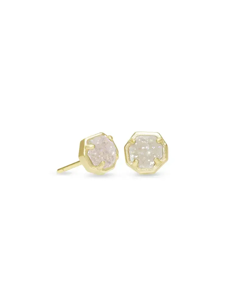 Nola Stud Earring Iridescent Drusy Gold