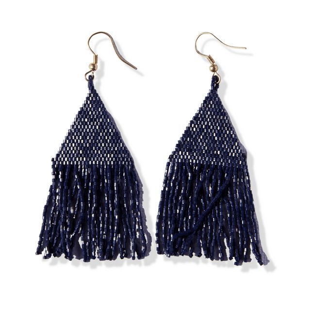 Earrings Lexie Luxe Solid  Petite Fringe  Navy