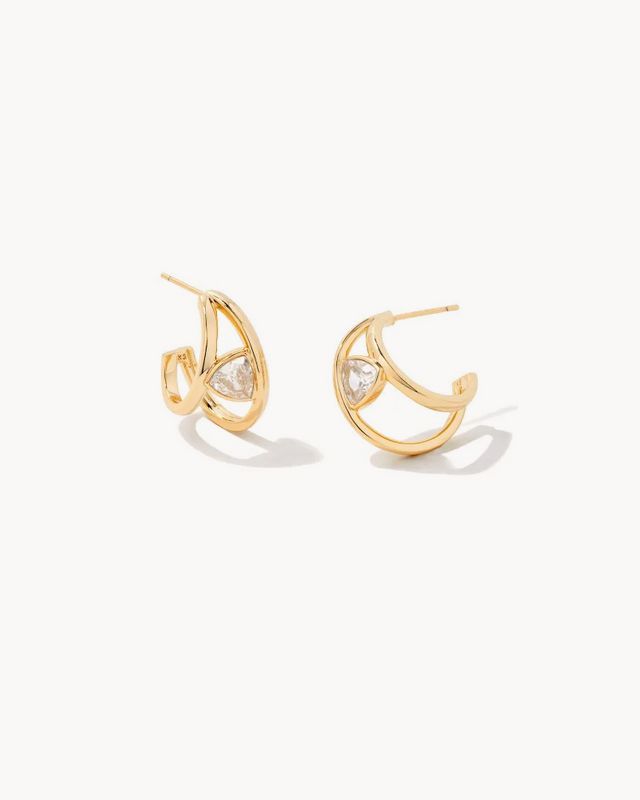 Earring Arden Huggie Gold White Crystal