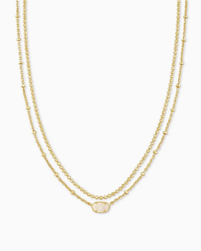 Emilie Multi Strand Necklace Iridescent Drusy Gold