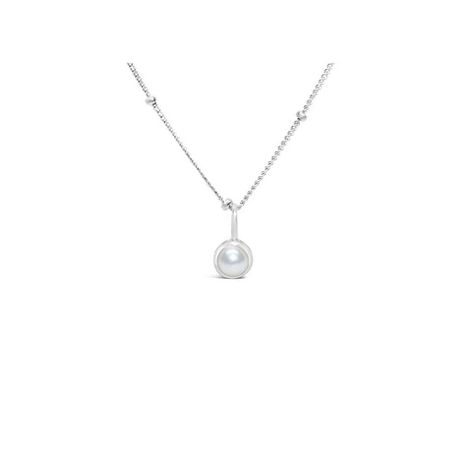 CZ Bezel Necklace Pearl/June