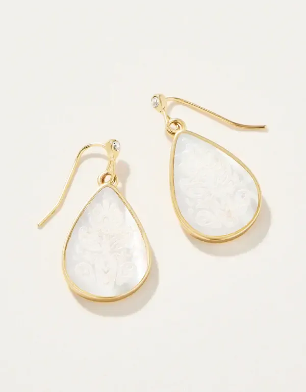 Willa Carved Earrings Mother of Pearl Gold