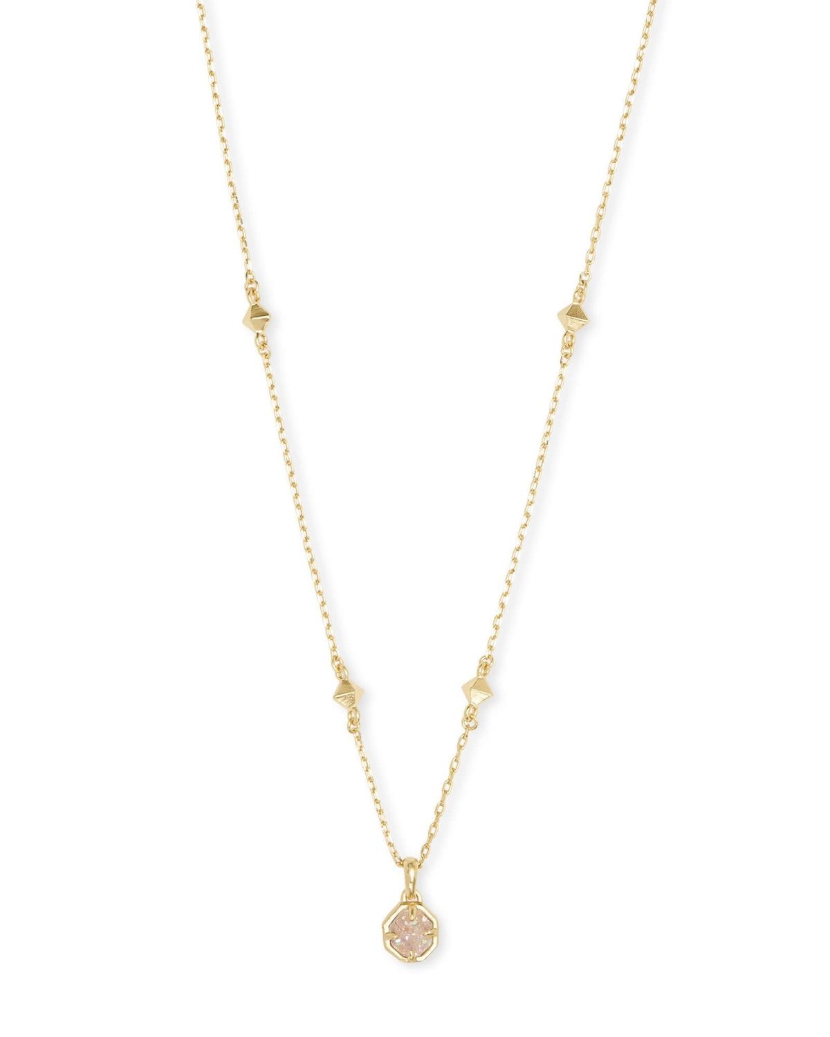 Necklace Nola Short Pendant Gold Iridescent Drusy