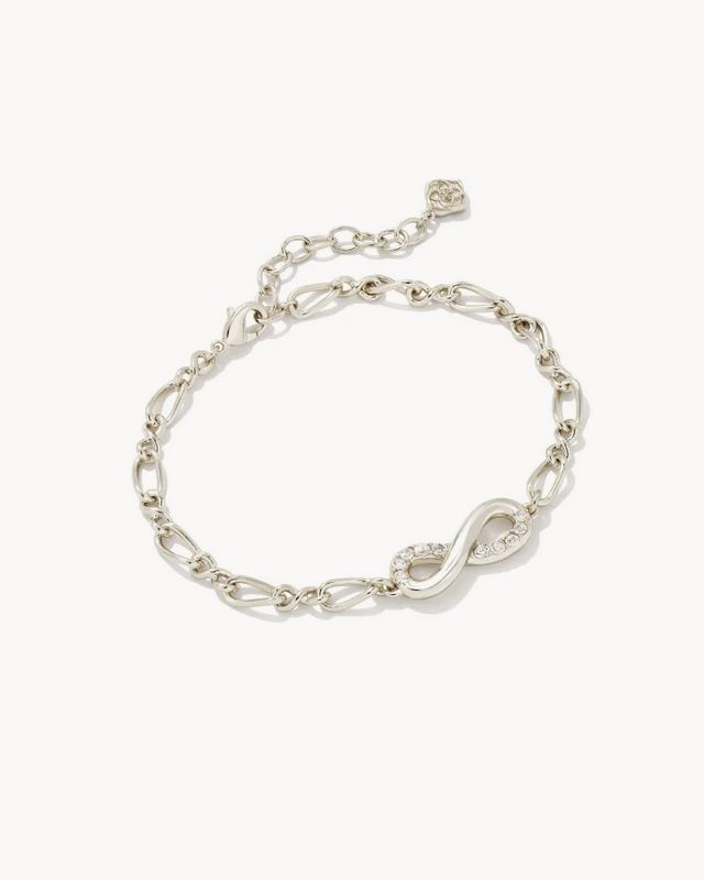 Annie Infinity Chain Bracelet Rhodium White Crystal