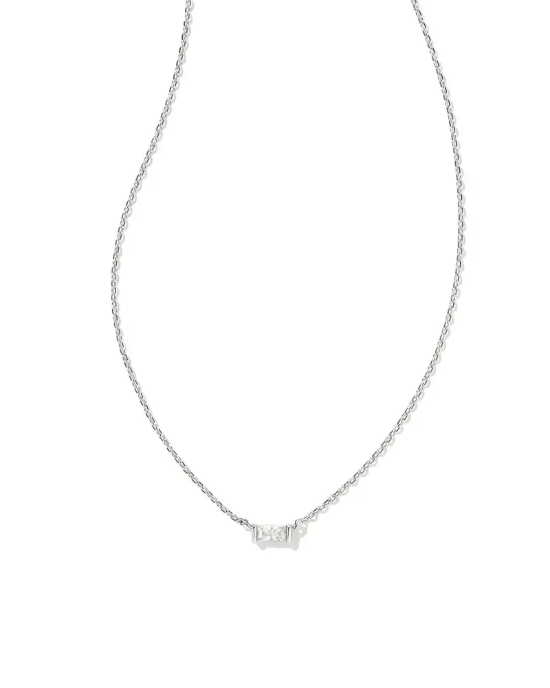 Juliette Pendant Necklace White Crystal Silver