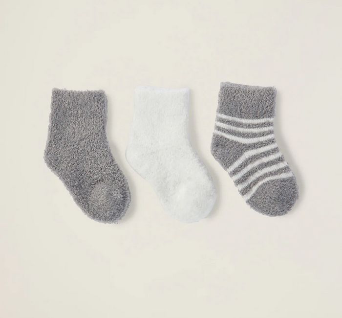 Cozy Chic Lite Infant Socks 3-pack Pewter Pearl