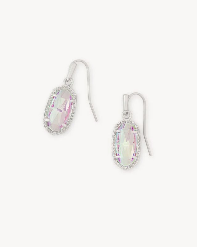 Lee Drop Earrings Rhodium Dichroic Glass