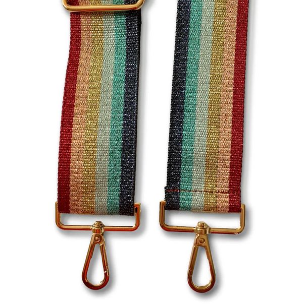 Pom Pom Strap Striped Rainbow Glitter