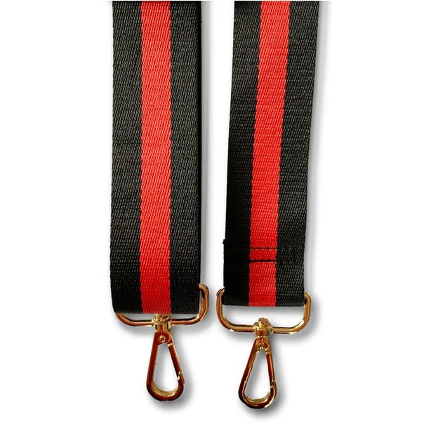 Pom Pom Strap Striped Red &amp; Black