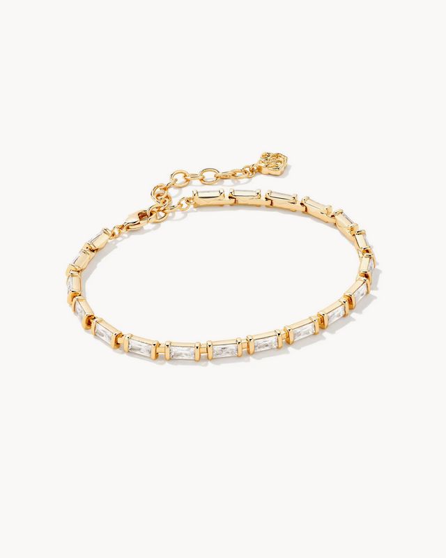 Juliette Delicate Chain Bracelet Gold White Crystal