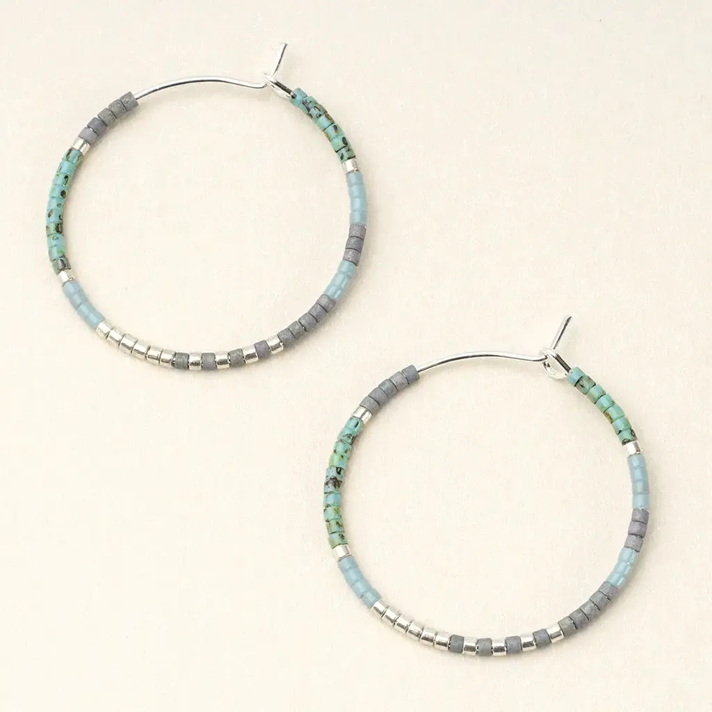 Earrings Miyuki Small Hoop Turquoise Multi/Silver