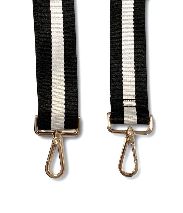 Pom Pom Strap Striped Black &amp; White Stripe