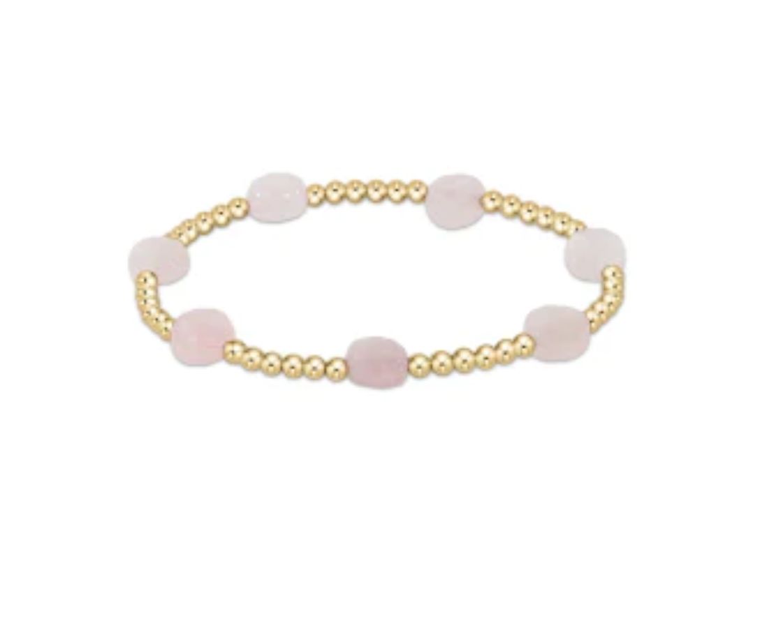 Admire Gold 3mm Bead Bracelet Pink Opal