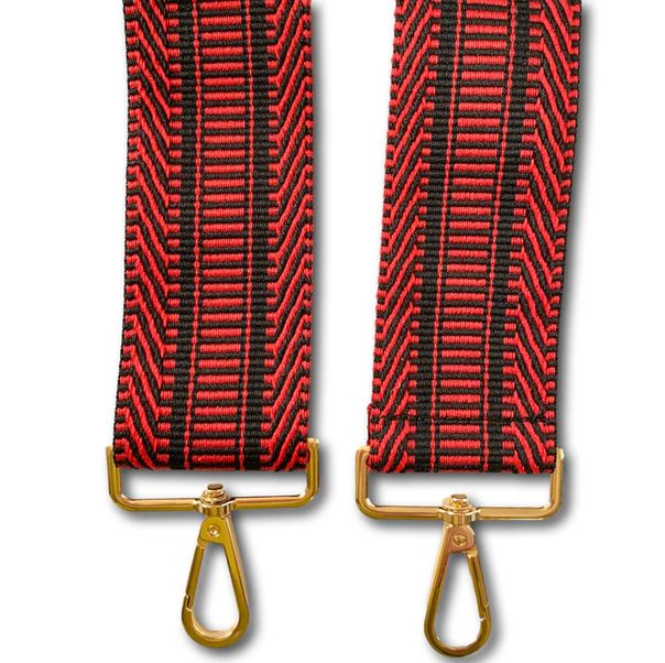 Pom Pom Strap Black &amp; Red Mix
