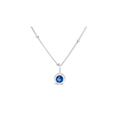 CZ Bezel Necklace - Sapphire (September)